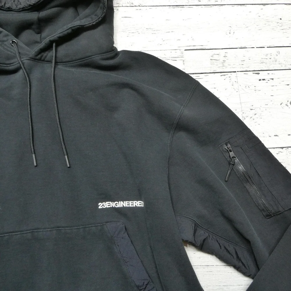 Jordan 23 Engineered Hoodie Mens Large Black Pullover Fleece Sweatshirt Pocket